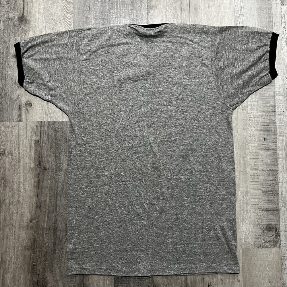 VTG Mason Oil Co Inc 70s/80s Black Grey Texas Ringer T Shirt USA Large Oil Gas - Picture 3 of 4